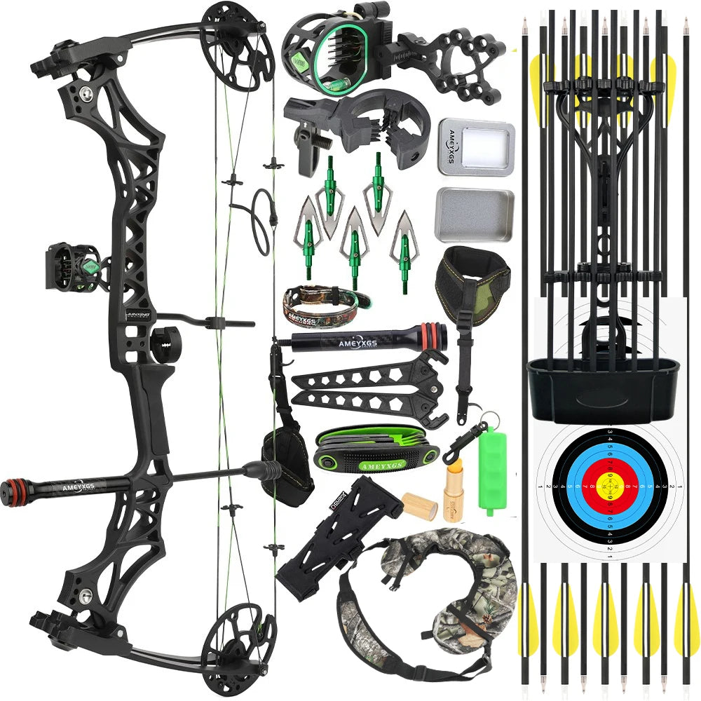 Archery Compound Bow 30-70lbs M129 320fps 80% Let-off Magnesium Alloy Riser for Right Hand Beginners Target Hunting Practice