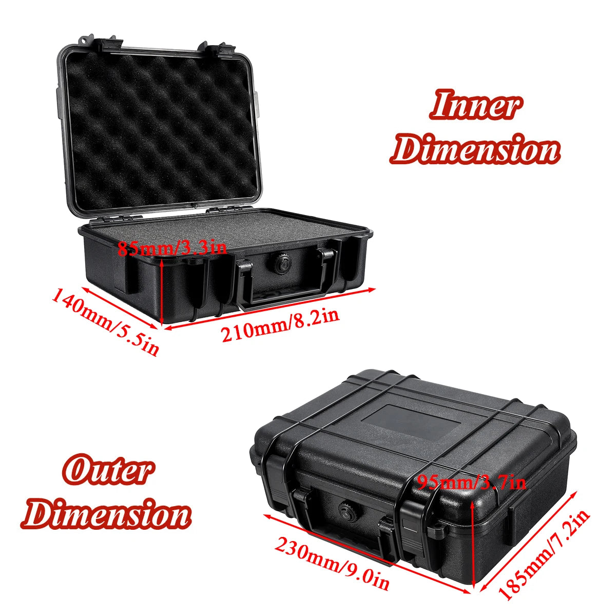 9 Sizes Waterproof Hard Case Box Storage Box Tool Organizer Tool Box Safety Equipment Case with Sponge Suitcase Tool Kit Case
