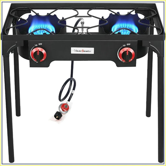 2 Burner Propane Grill Portable Gas Stove for Camping Backyard BBQ Outdoor Cooking