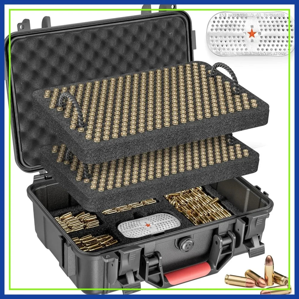 Waterproof Ammo Storage Case for 9mm, 380ACP, 38 S&W, 356 TS&W, 7.63mm Mannlicher, 8mm Steyr