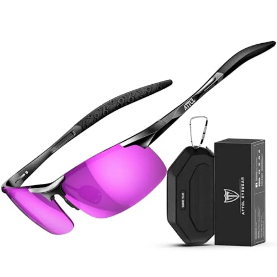 0.9 oz Polarized Sunglasses Men Sports: UV Protection Anti Glare Wrap Around Lightweight Metal Fishing Golf Running