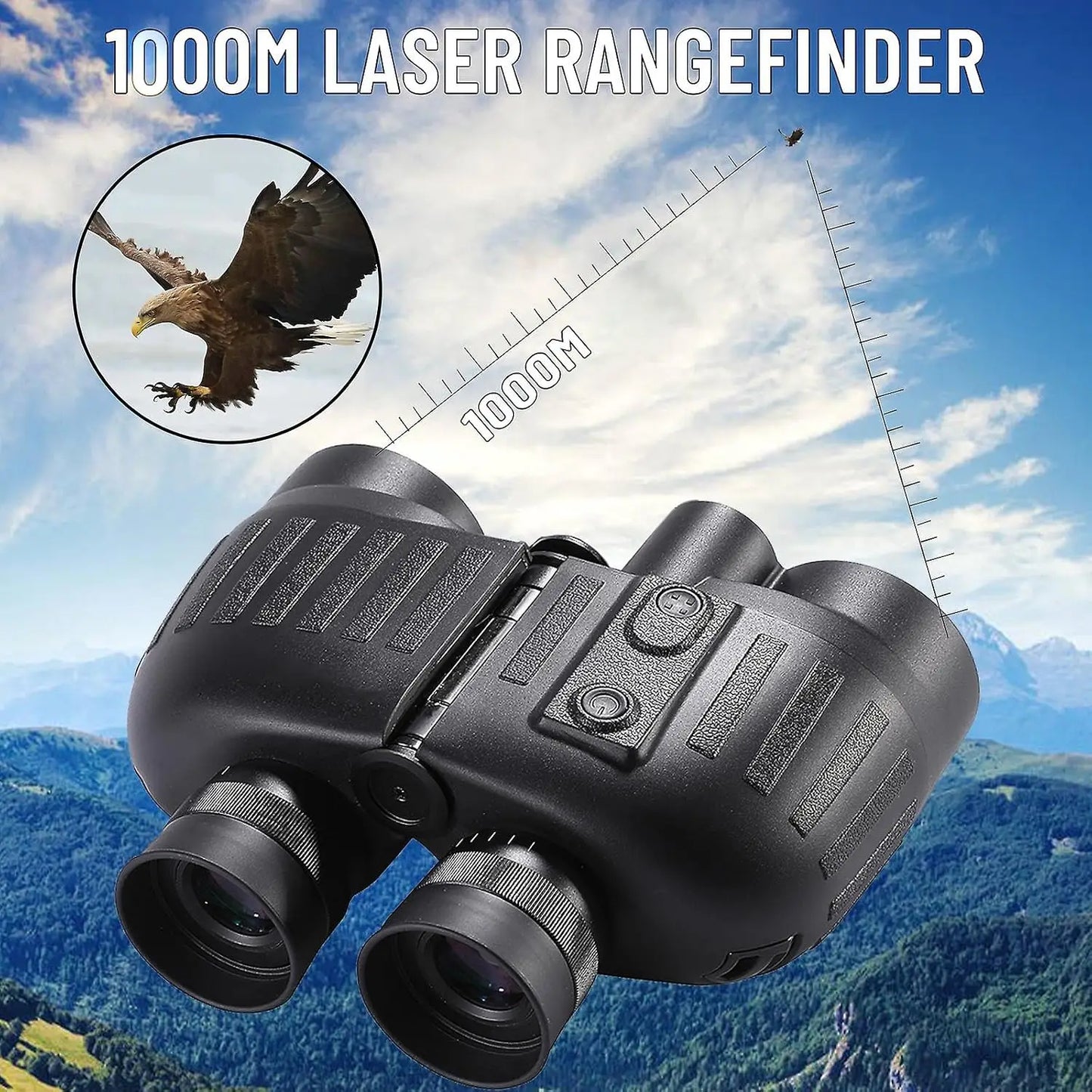 GOYOJO 8x40 Marine Binoculars for Adults, with Rangefinder and Compass, IP65 Waterproof Marine UHD Binoculars, Field of View 8°, with OLED Glass for Birdwatching Sailing Boating Fishing