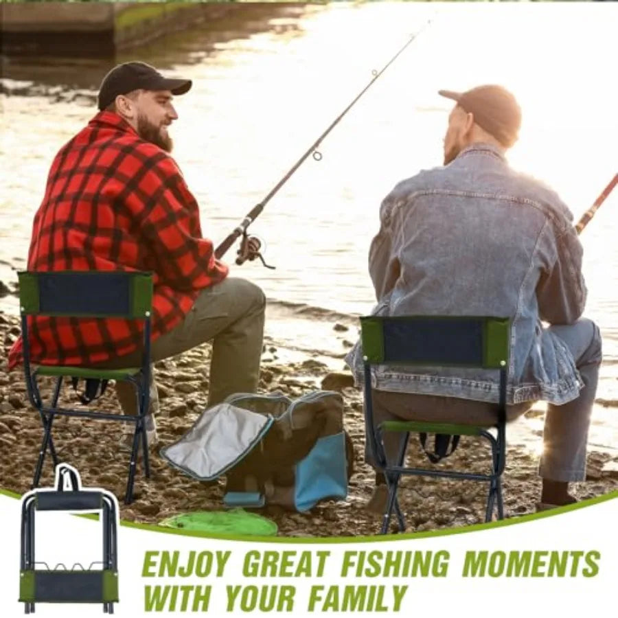 2 Pcs Summer Folding Fishing Chair with Rod Holder Hunting Camping Chairs for Adults Outdoor Portable Folding Chair for Men Wom