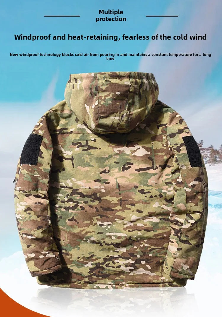 Men's Tactical Camouflage Softshell Hoody Jacket Waterproof Outdoor Hiking Camping Bomber Style for Active Wear