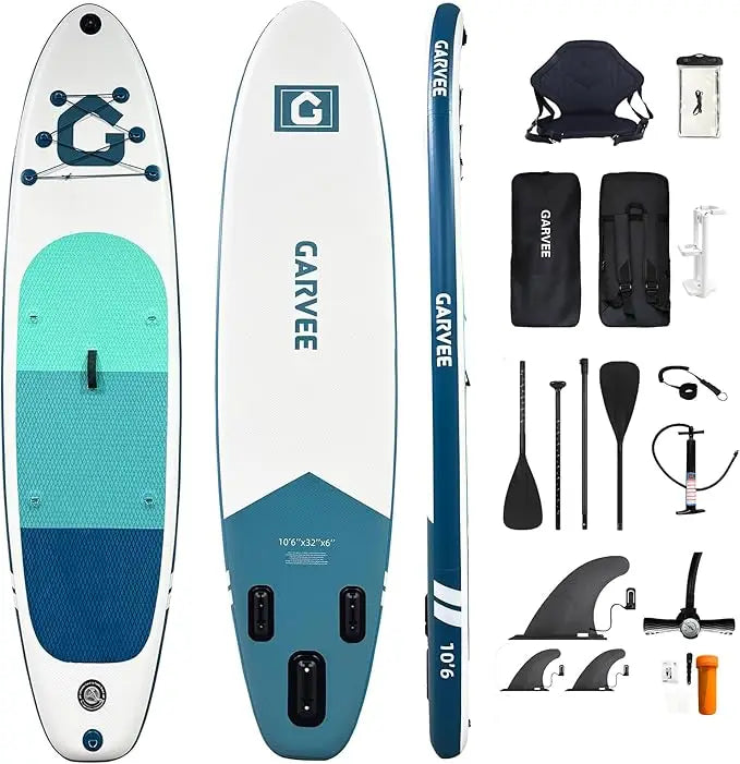 Inflatable Stand Up Paddle Board with Full SUP Accessories, 2-in-1 Paddle, Wide Stable Non-Slip Deck for Adults & Youth