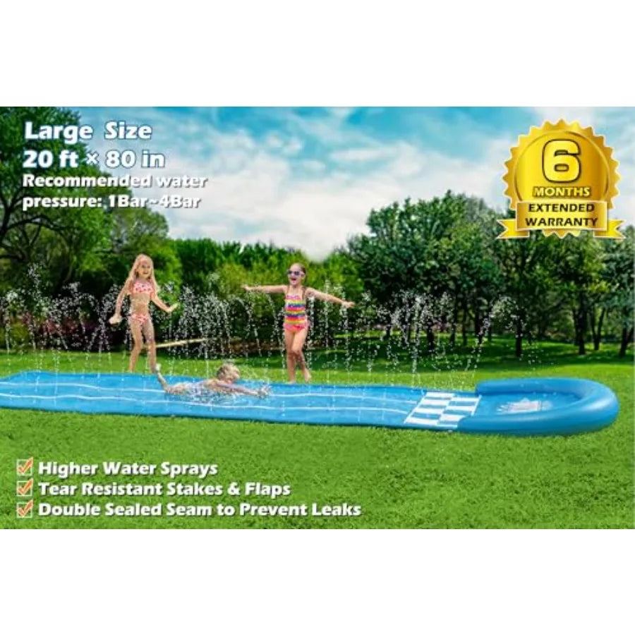 Jasonwell Slip and Slide Lawn Waterslide - 20Ft Heavy Duty Lawn Slip Water Slide for Adults with Splash Sprinkler N 3 Bodyboard