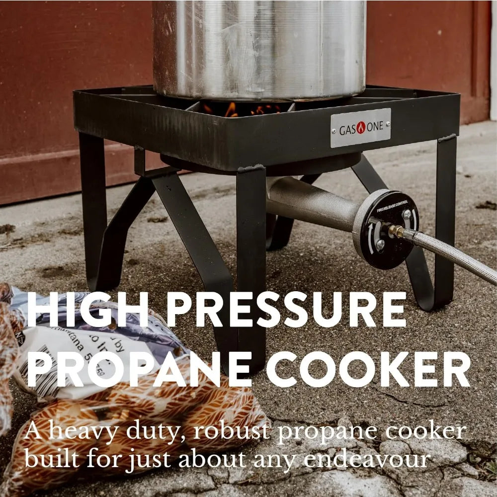 GasOne 200K BTU Propane Burner Heavy-Duty Outdoor Stove with Adjustable 0-20Psi Regulator for Camping And Cooking