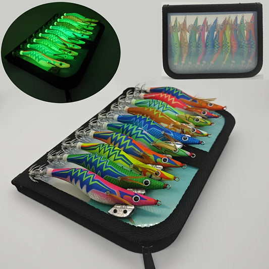 10 PCS Squid fishing bait squid hook sea fishing bait luminous hook bait luminous wood shrimp