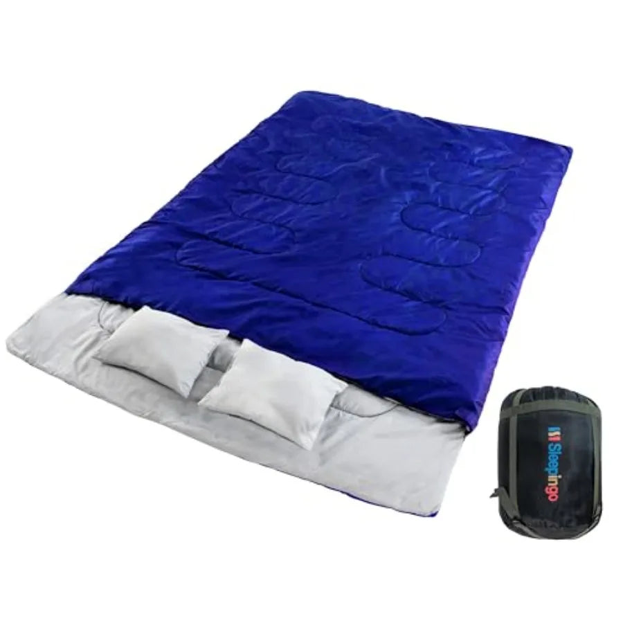 Double Sleeping Bags for Adults Backpacking Camping or Hiking - Waterproof Queen Sleeping Bags for Adults or Teens - Truck Tent