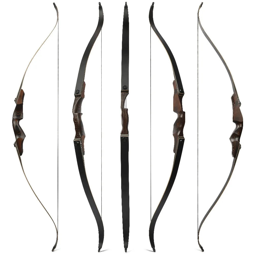 Takedown Recurve Bow 40-60lbs 60inch Bamboo Core Limbs 15" Wooded Riser Right Hand Archery Hunting Shooting Target Split Bow