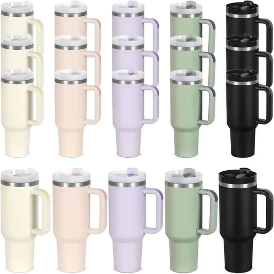 15 Pack 40 Oz Tumbler with Handle and Straw Bulk, 40 Oz Tumbler Stainless Steel Vacuum Insulation Keep Hot and Cold, 40  Travel