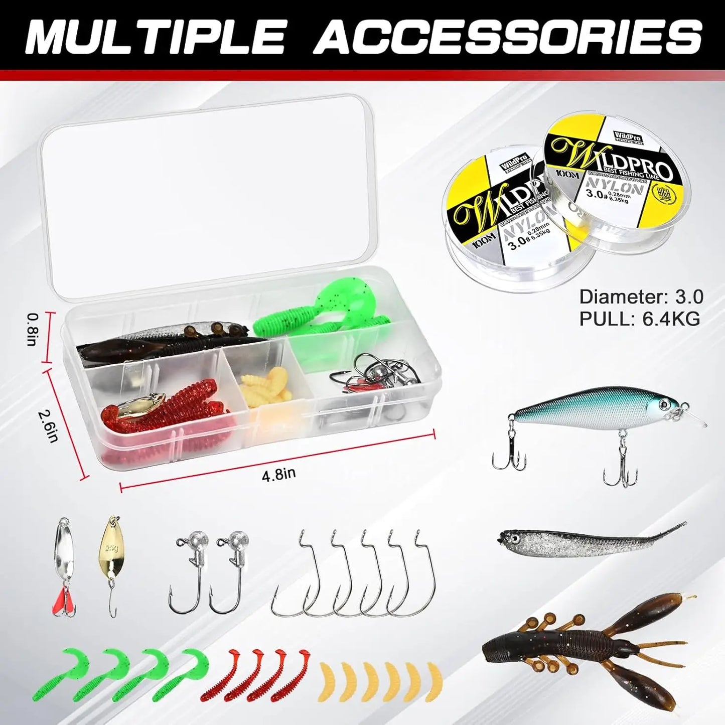 6.89ft Fishing Rod and Combo, 2PCS Carbon Fiber Fishing Rod, Spinning Reels *2, Fishing Line *2
