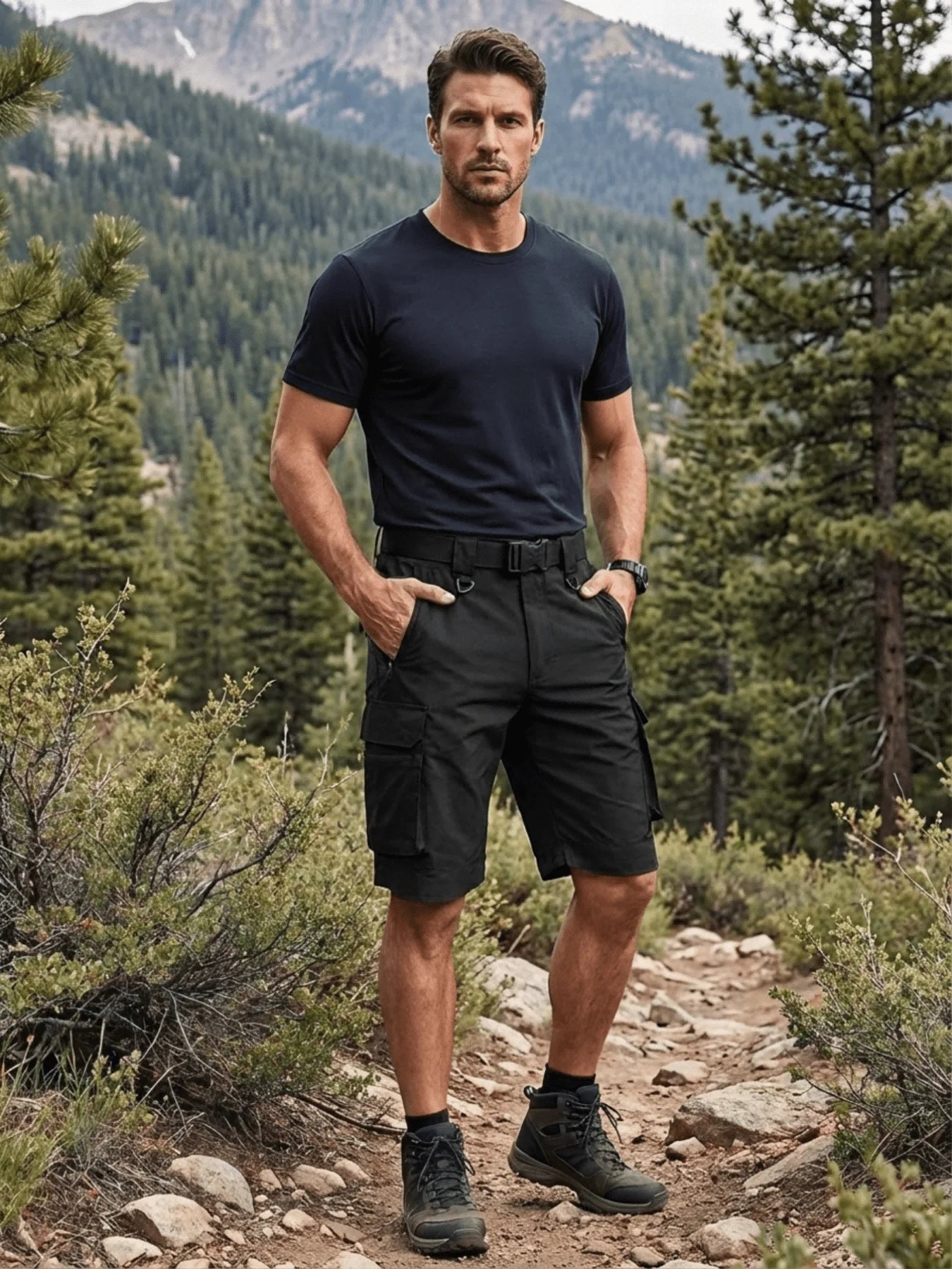 Mens Cargo Shorts Casual Lightweight Quick-Dry Breathable Multi-Pocket Zippered Shorts