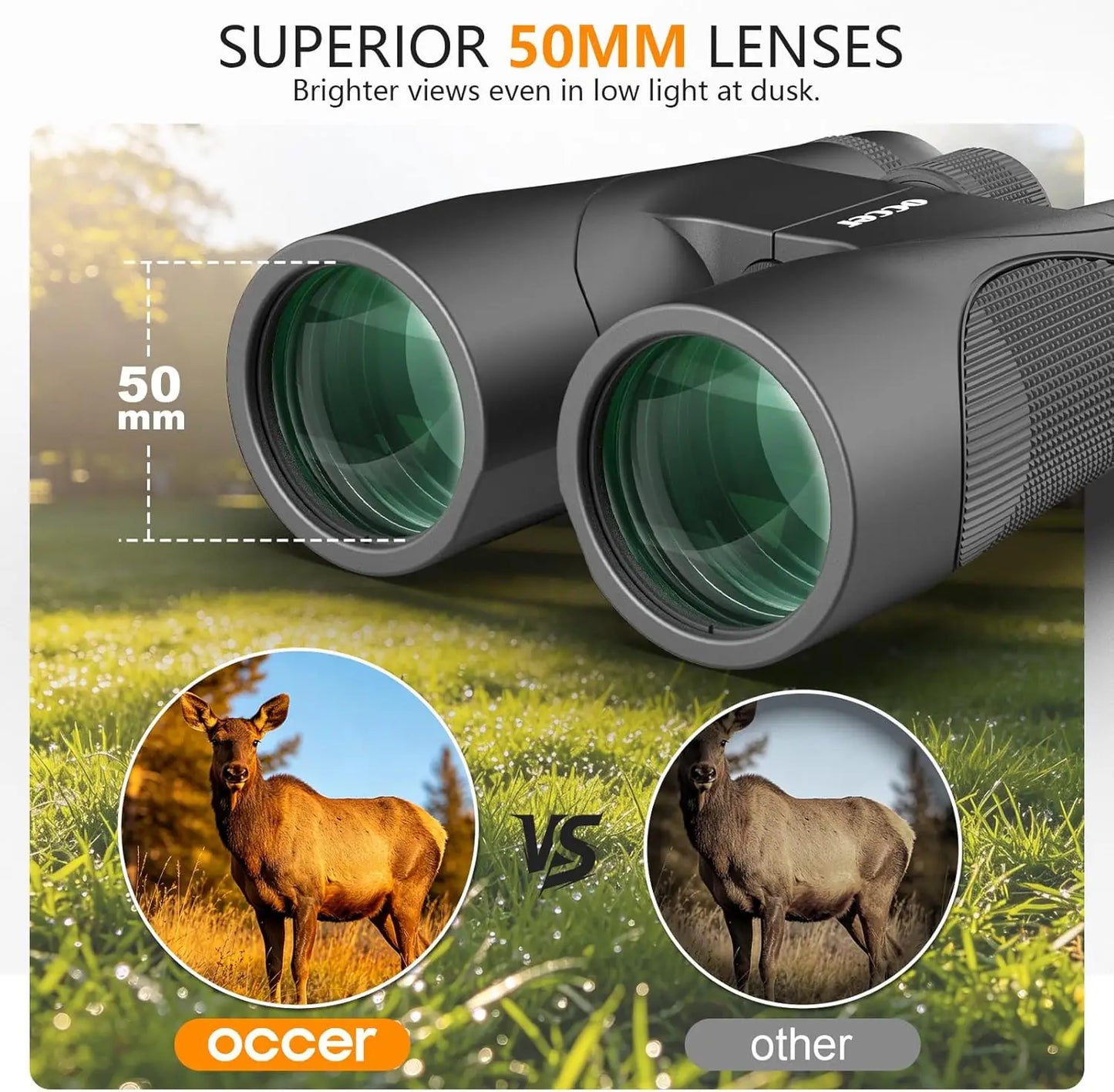 12x50 Binoculars for Adults High Powered - HD Binoculars for Bird Watching, Hunting, Travel - Easy Focus Binoculars with Large Eyepiece