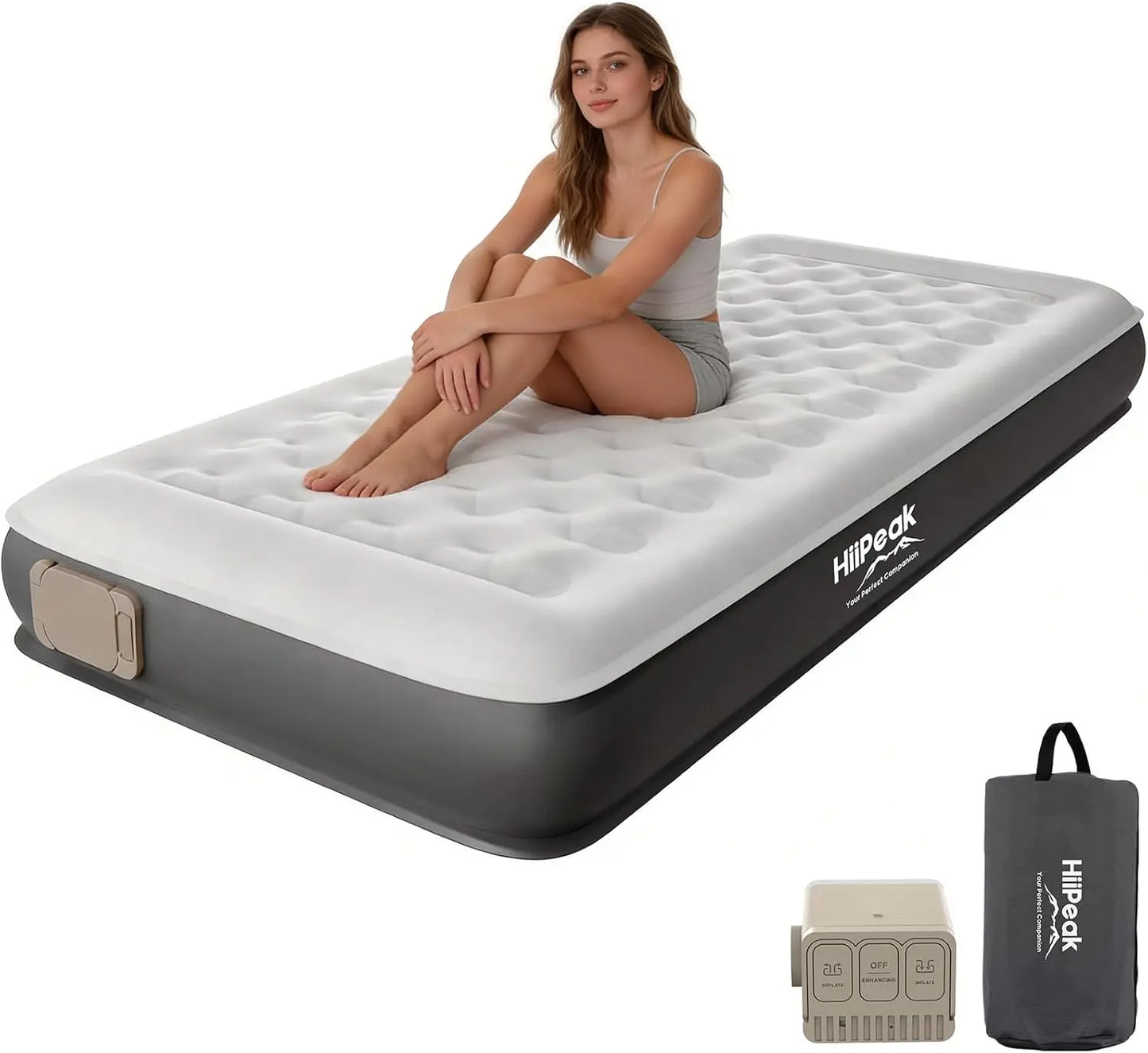 Twin Air Mattress with Wireless Pump, 2Min Self-Inflating 22cm TPU Camping Bed