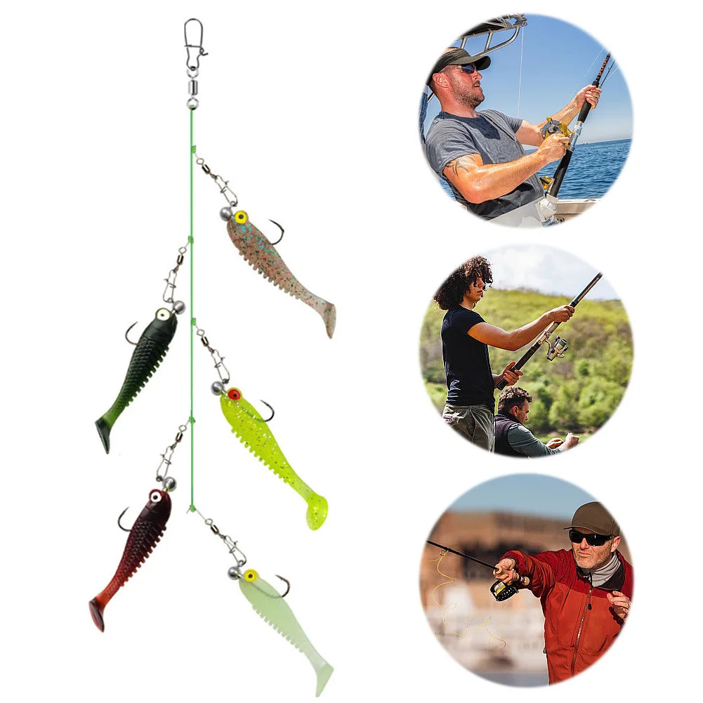 Cluster Soft Lure Pesca Jig Head Artificial Silicone Soft Bait Pesca Bait Fishing Rig for Saltwater