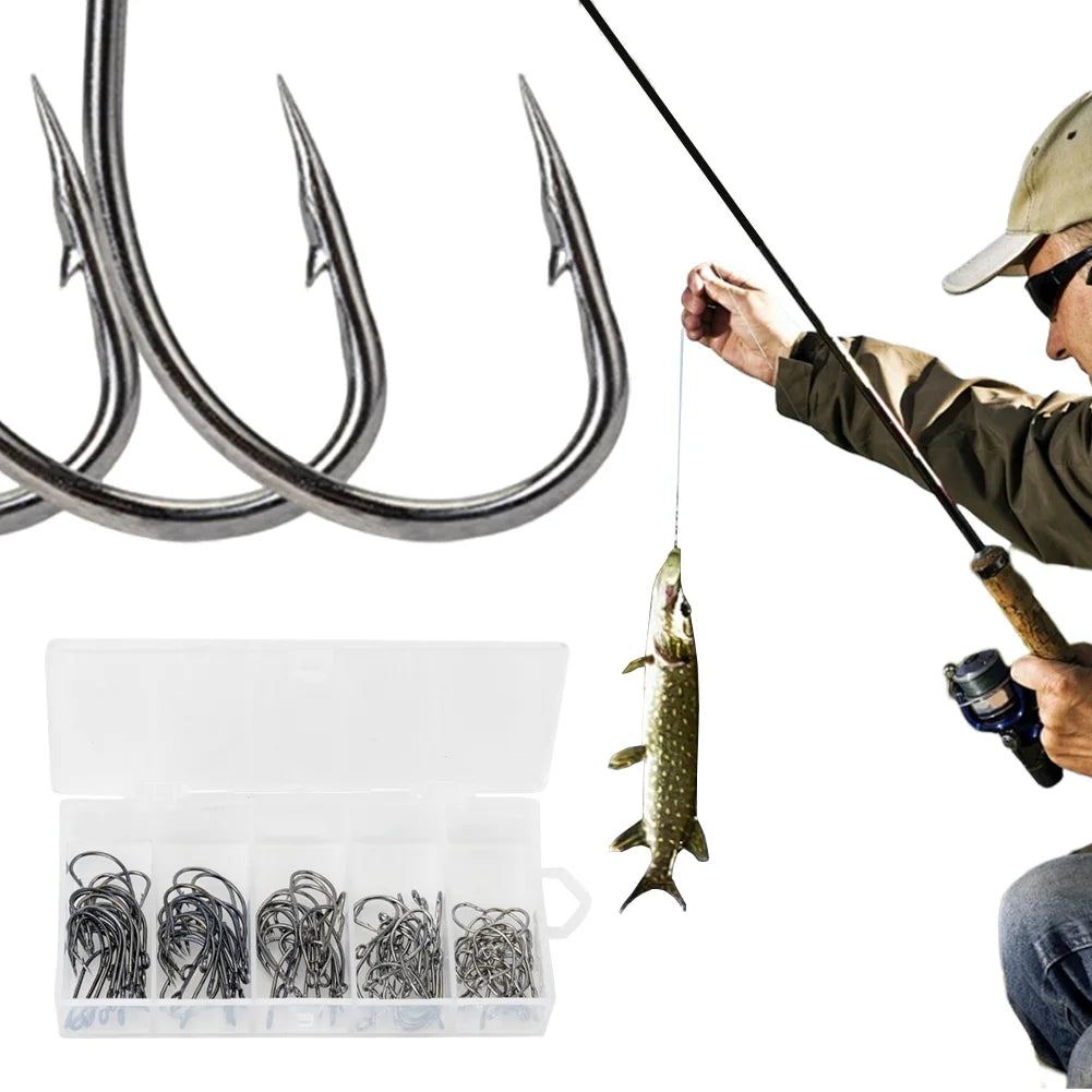 100Pcs Barbed FishHooks High Carbon Steel Carp Fishhook Fishing Barbed Hooks for Freshwater Saltwater Fishing Accessories