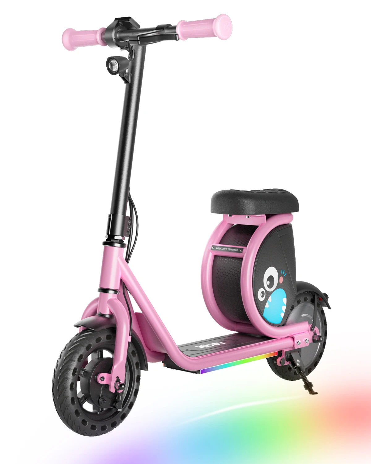 Hiboy Joyhaul Electric Scooter for Kids 4-10 Years, 100W Brushless Motor, 5 Miles Range 56Wh Battery, LED Neon Lights & Under-Seat Storage, Front Drum Brake Safety, Lightweight Foldable for Boys Girls