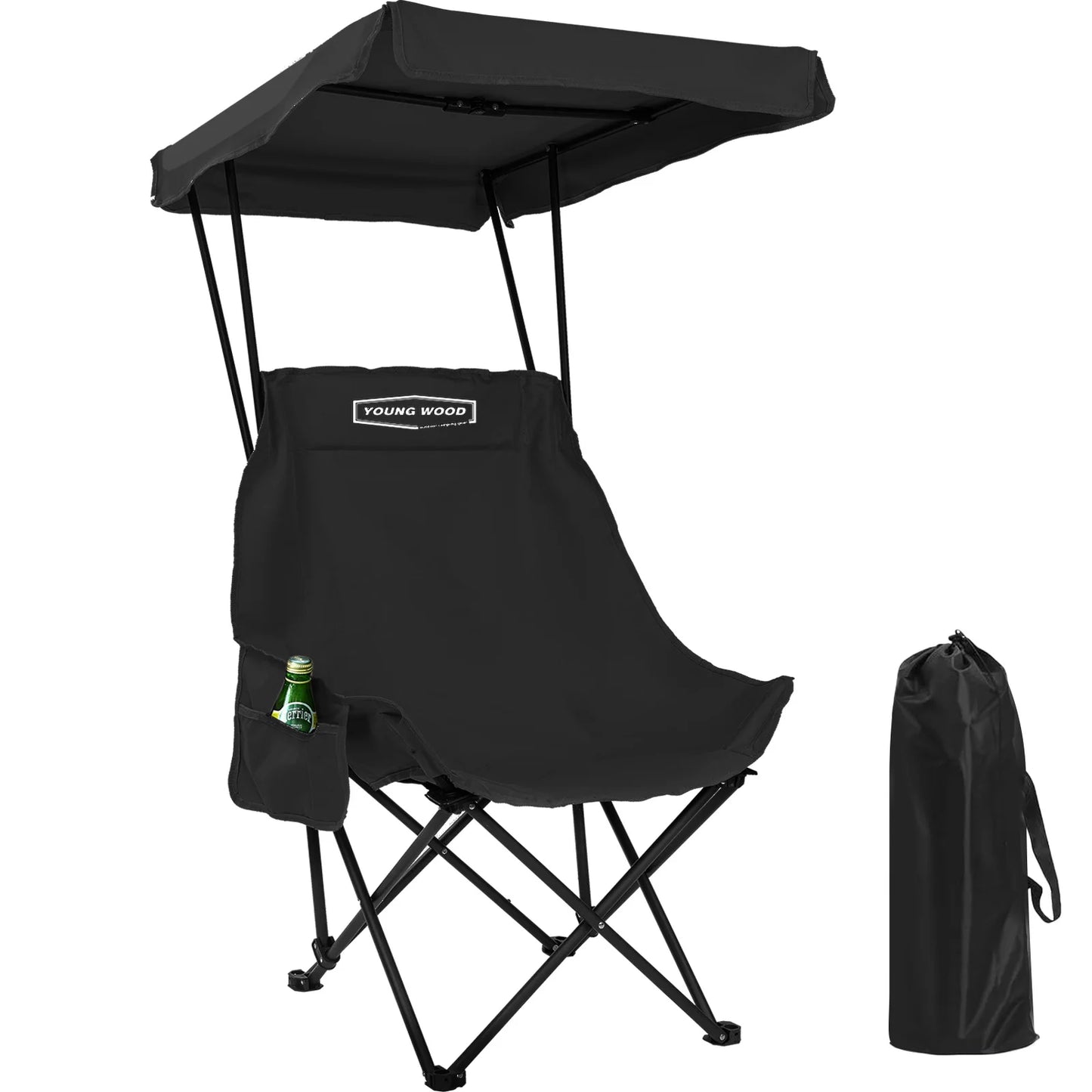 Camping Chair Beach Chair With Shade Canopy YOUNG WOOD Portable , Fold Lightweight Oversized For All, Easy To Open And Close