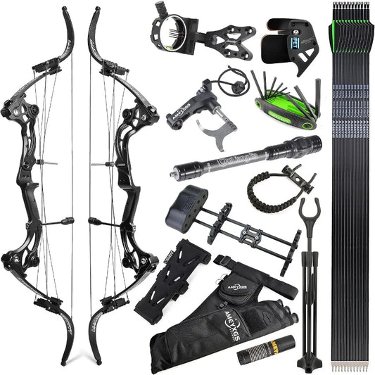 ZSHJGJR Recurve Bow American Hunting Bow 320FPS Draw Weight 4055lbs Adjustable Compound Bow Right Hand for Archery Hunting Fish