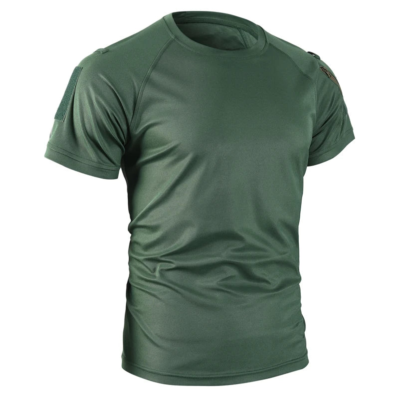 Men's Summer Tactical Sport Military Shirt Quicky Dry Combat Breathable Elastic Pullerover Hiking Camping Climbing Tops Tees