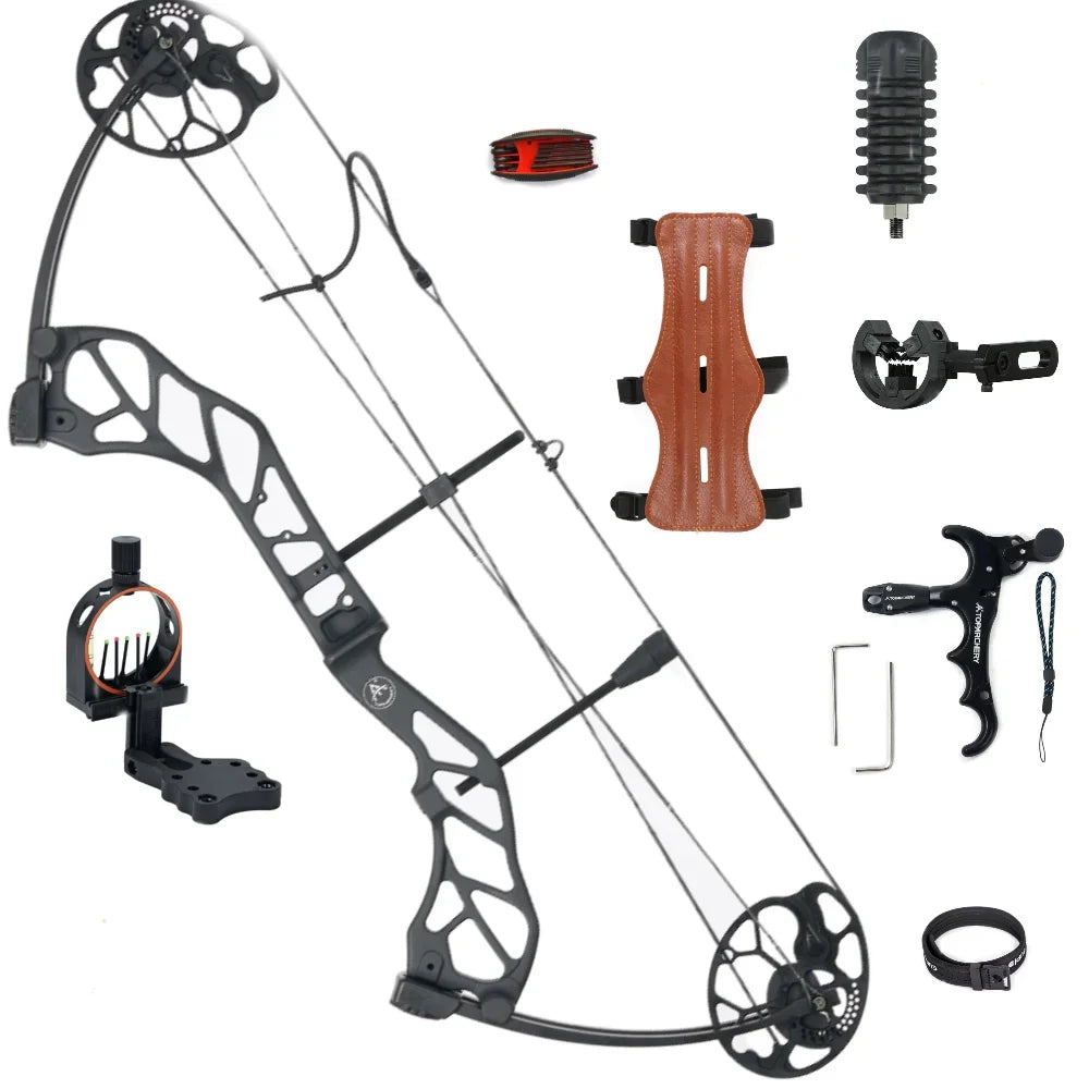 Archery Compound Bow 19-70lbs 80% Let Off Aluminum Handle 320fps IBO Outdoor Hunting Shooting Professional Bow Accessories