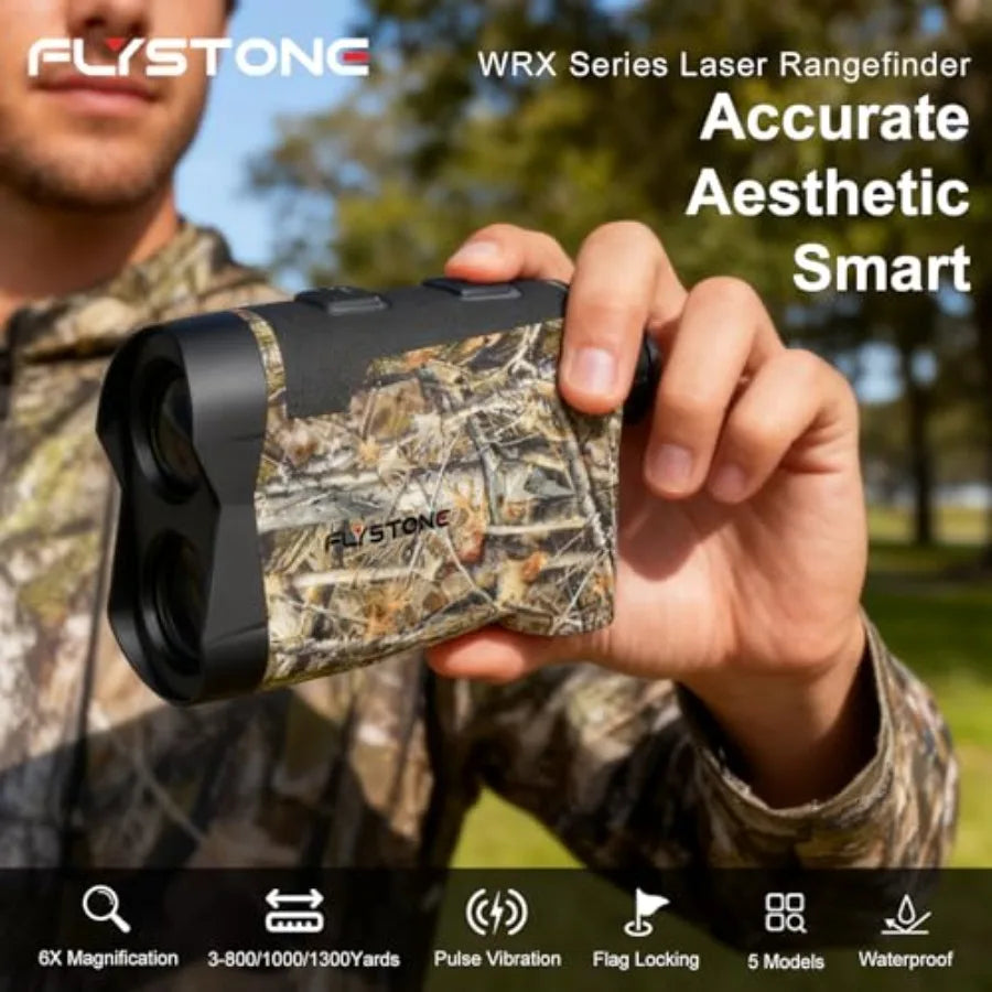 Precision Laser Rangefinder for Golf Hunting 800/1000/1300m Range 6X Magnification Flagstick Locking with Flash Prompt Slope Co