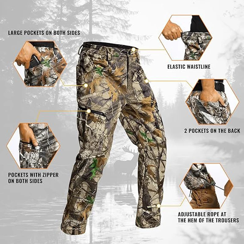 Quiet Hunting Suit Camouflage Softshell Clothes Clothing Gear Hoodie Jacket Pants For Men