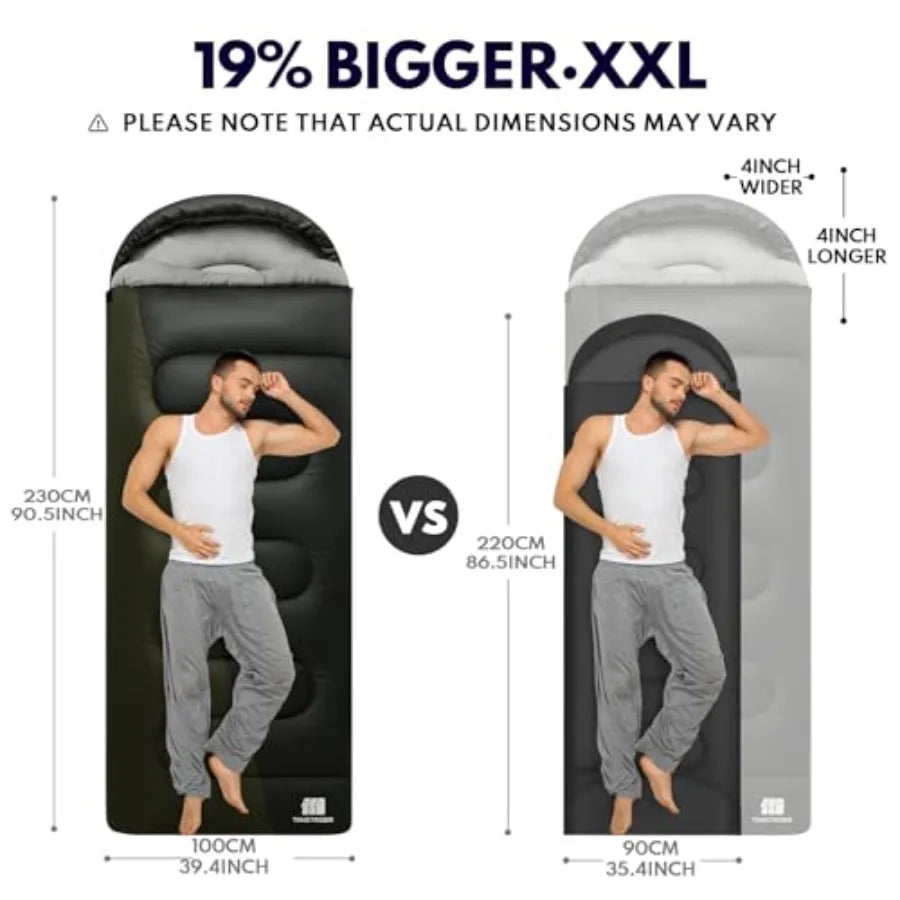 XXL Winter Sleeping Bags for Adults Cold WeatherCamping Sleeping Bag for with Compression Sack 4 Season Camping Essentials Gear