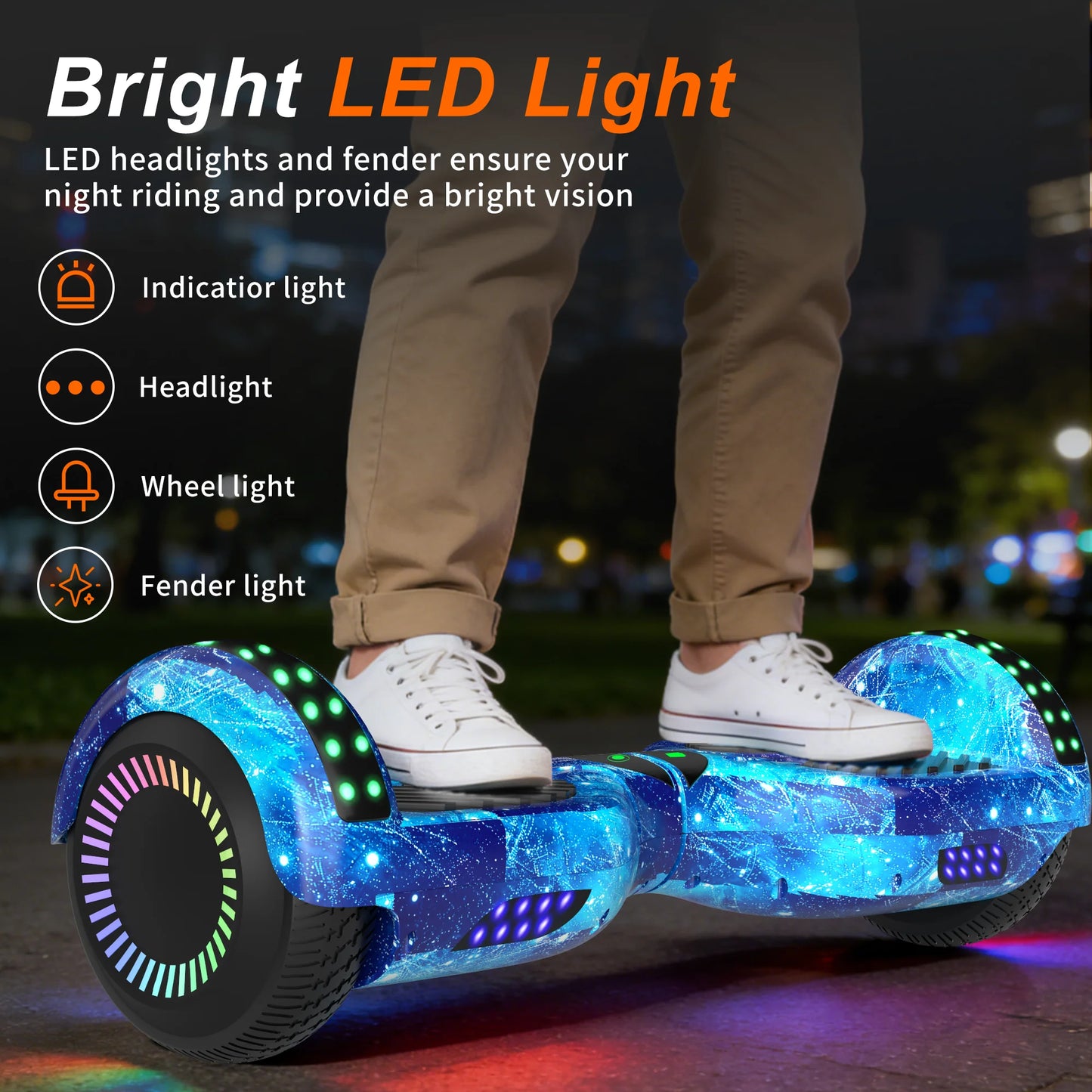 Commugo Self-Balancing Scooter with Bluetooth Speaker, APP Control, LED Lights, All Terrain Hoverboard for Kids Adults, All Ages
