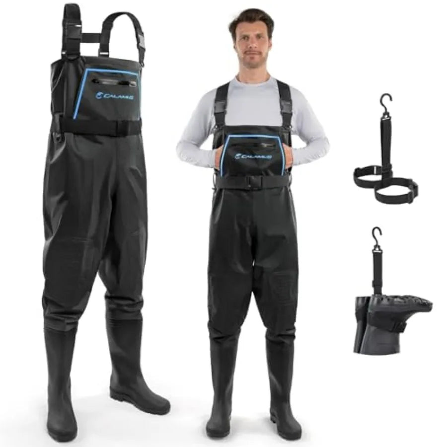 WaveWalker Fishing Waders for Men and Women, 100% Waterproof PVC Waders with Slip-Resistant Boots, Tear-Resistant Nylon