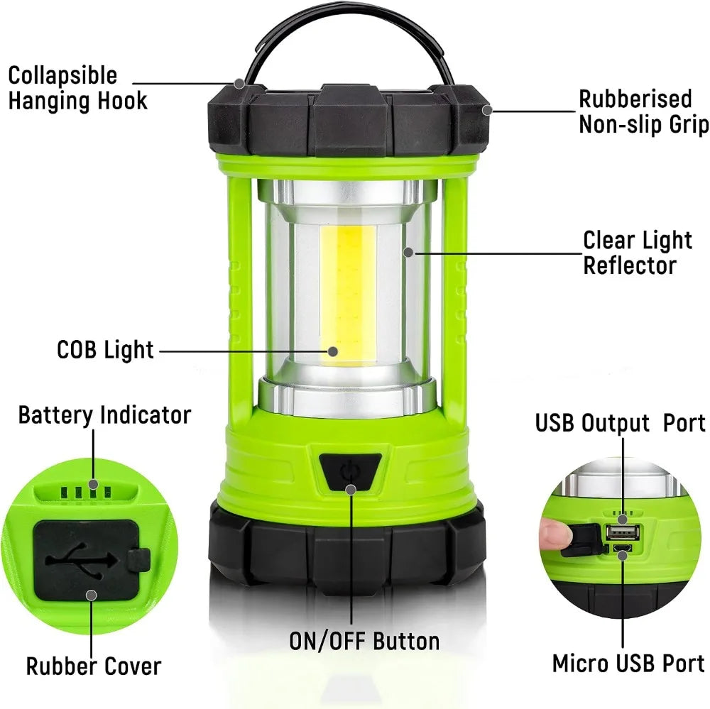 3000LM Rechargeable Camping Lantern, 5 Modes, 4400mAh Phone Charger, Impact-Resistant, Waterproof for Emergency