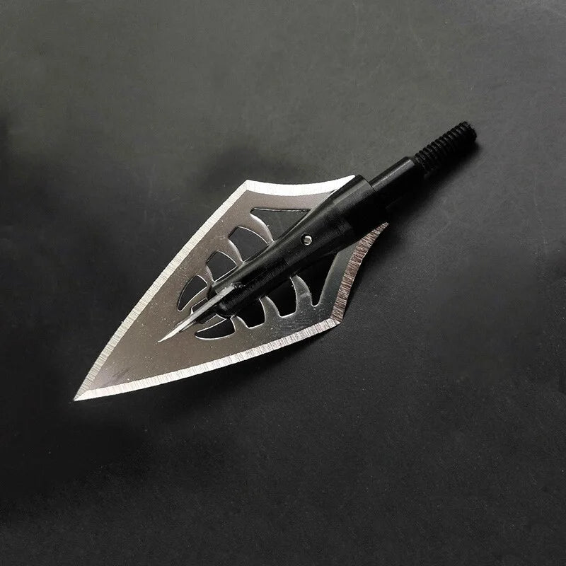 Blade Arrowhead 6pcs Anodized Aluminum Alloy with Storage Box Silver Black Universal Thread Broadheads for Compound Recurve Crossbow Hunting Shooting Target Practice Durable Archery Accessories