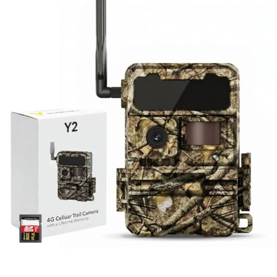 Hunting deer game camera for outdoor use, ABS plastic body, black color, solar panel dual battery packs for extended field oper