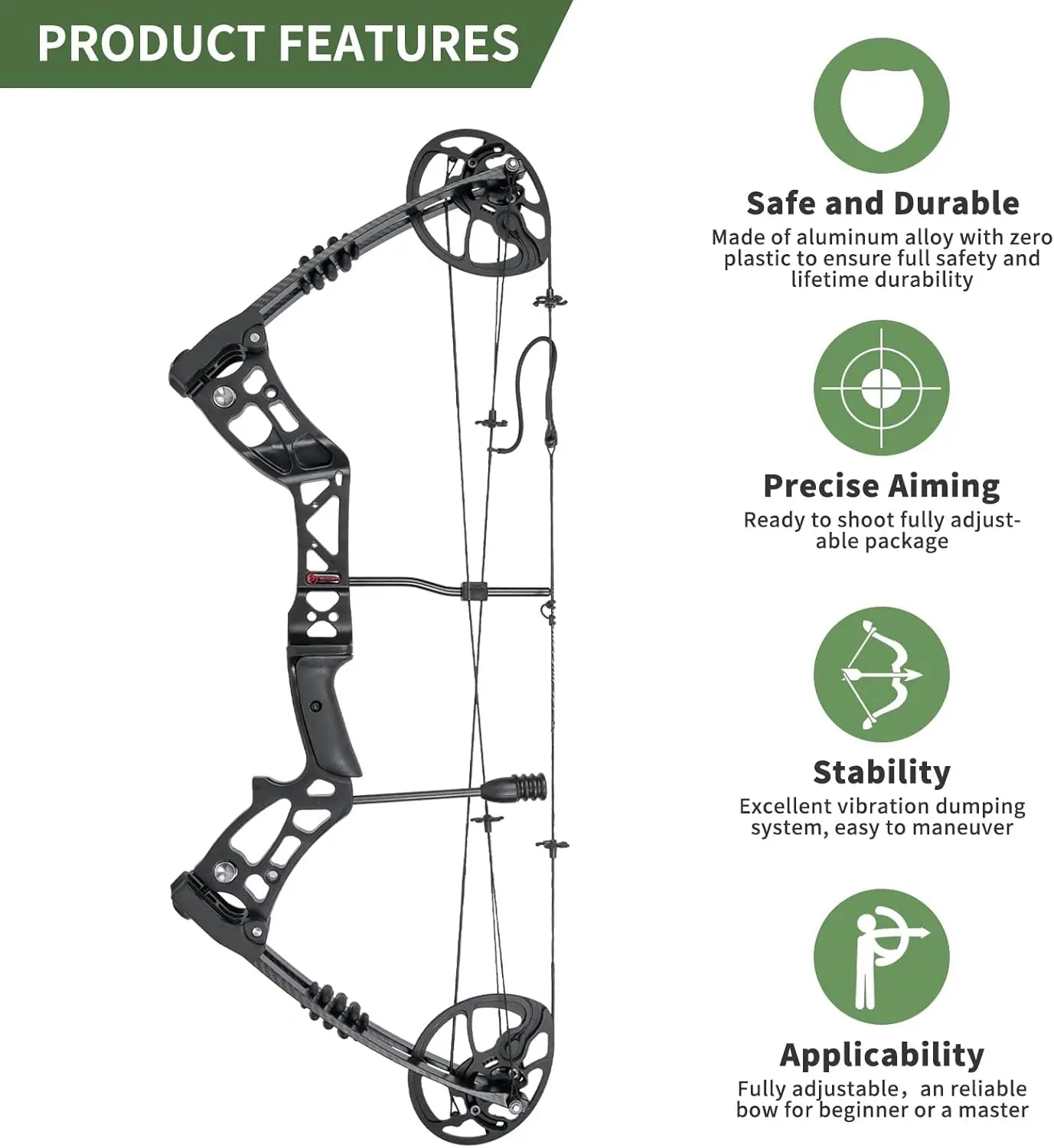 Compound Bow and Arrow for Adult and Beginner, Hunting Bow Archery Set, Right Hand, 30-70 Lbs Draw Weight, 23.5\\u201d-31\\u201d