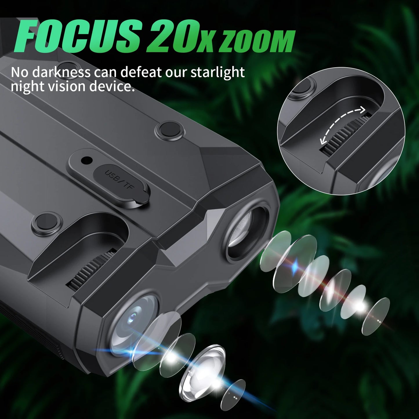 4k Night Vision Binoculars 1968ft Viewing Range 20 Digital Zoom Rechargeable Battery 3 Inch Screen For Hunting Camping Security