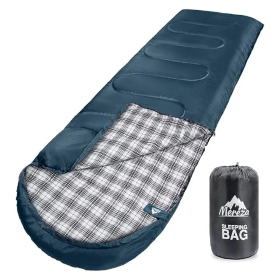 Flannel Sleeping Bag for Adults XL Large Wide Sleeping Bags for Camping Mens Warm Cotton Sleeping Bag 4 Season Warm and Cool We