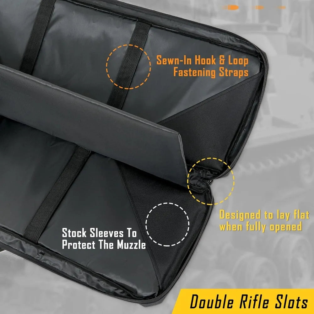 Double Rifle Case Soft Gun Bag for Rifles & Pistols, 32/36/42/48/52 inch, Tactical Backpack for Shooting Range, Gift for Hunters