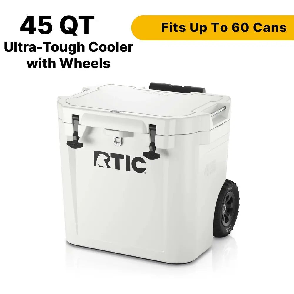 45 QT Wheeled UltraTough Cooler Hard Insulated Portable Ice Chest Box for Beach, Drink, Beverage, Camping, Picnic, Fishing, Boa