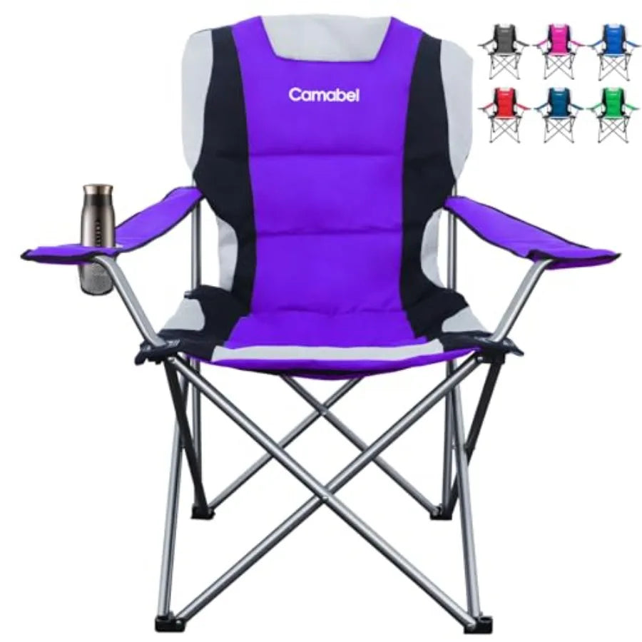 Folding Camping Chairs 400lbs Oversized Outdoor Collapsible Lawn Chair Padded Sports Portable Lightweight Chairs for Beach Hiki