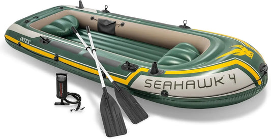 Inflatable Boat Set with Oars, High-Output Pump, Fishing Rod Holders, and Gear Pouch - Complete Series