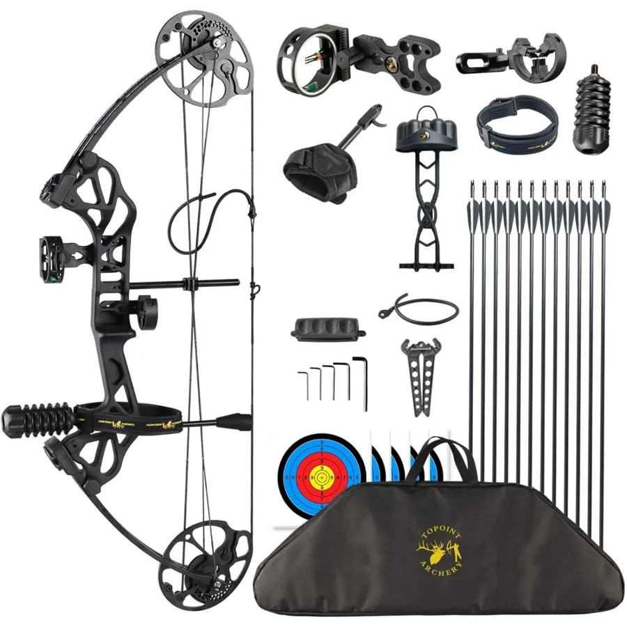 Archery Compound Bow Pro Set Easy to Adjust No Bow Press Needed Bow and Arrow Set 1931 Draw Length 070 Lbs Draw Weight