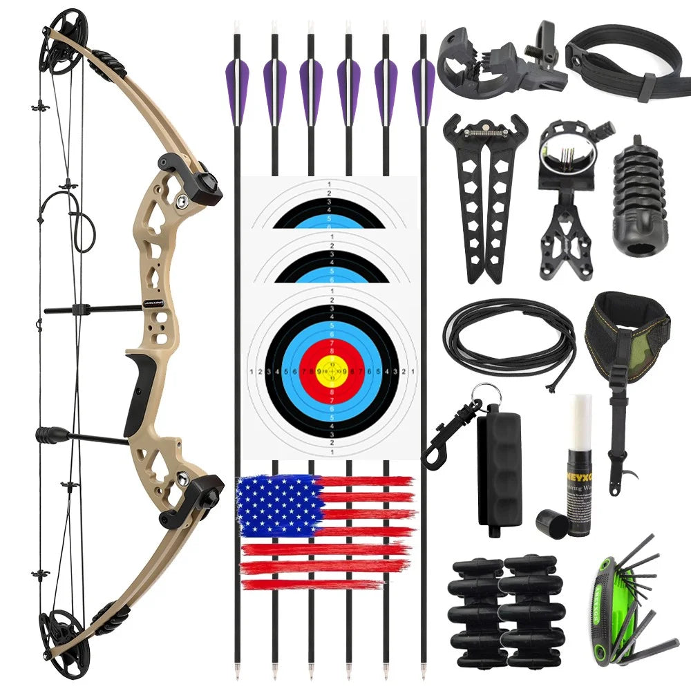 30-55lbs Compound Bow Arrow Set High Strength Alloys Let-off 70% Bow 310FPS Arrow Speed for Right/Left Hand Shooting Hunting Bow