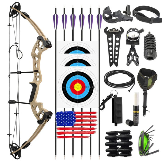 30-55lbs Compound Bow Arrow Set High Strength Alloys Let-off 70% Bow 310FPS Arrow Speed for Right/Left Hand Shooting Hunting Bow