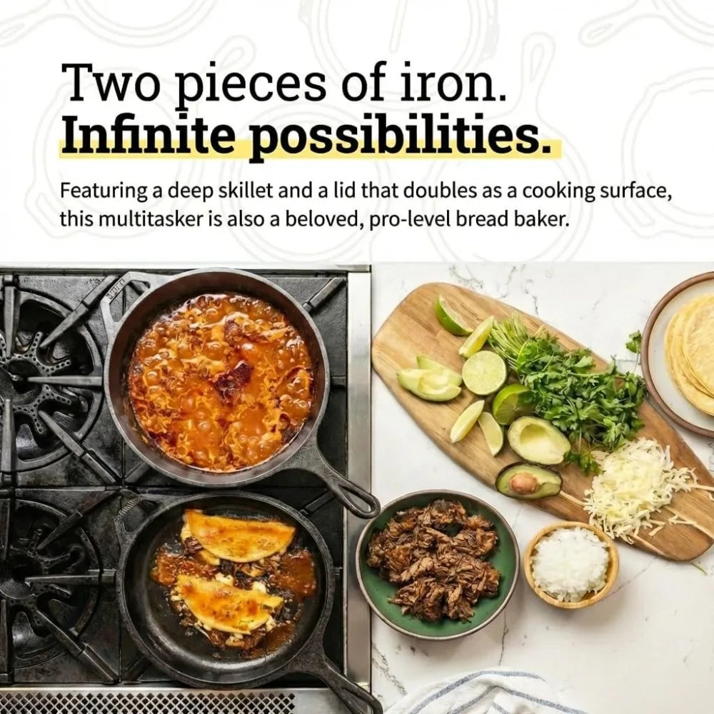 2-in-1 3.2 Qt Dutch Oven & 10.25" Skillet Set, PFAS-Free, for Sourdough, Frying, Camping