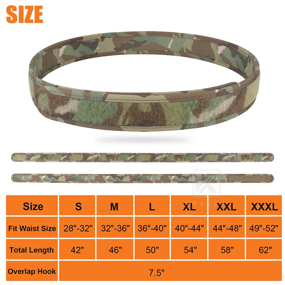 KRYDEX Tactical Buckleless Nylon Inner Belt 1.5'' Loop Waist Duty Belt Hunting Shooting Sport Accessories Men's Belt