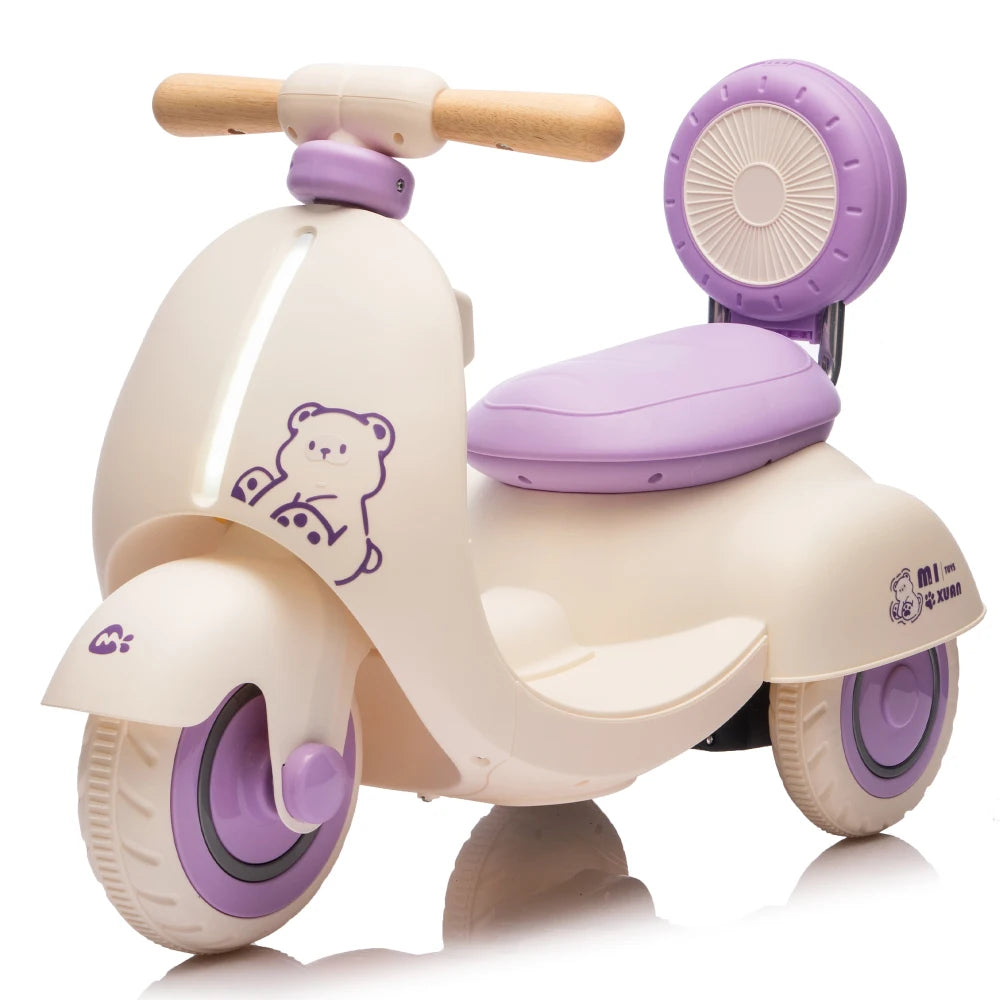 12V Kids Ride On Electric Motorcycle,Toddler Scooter W/Parents Control,Three-Wheel Stable Design,Special Wooden Handle,Smoother Output and Slow Start&Stop,More Suitable For 1-3 Years BABY's First Toy.