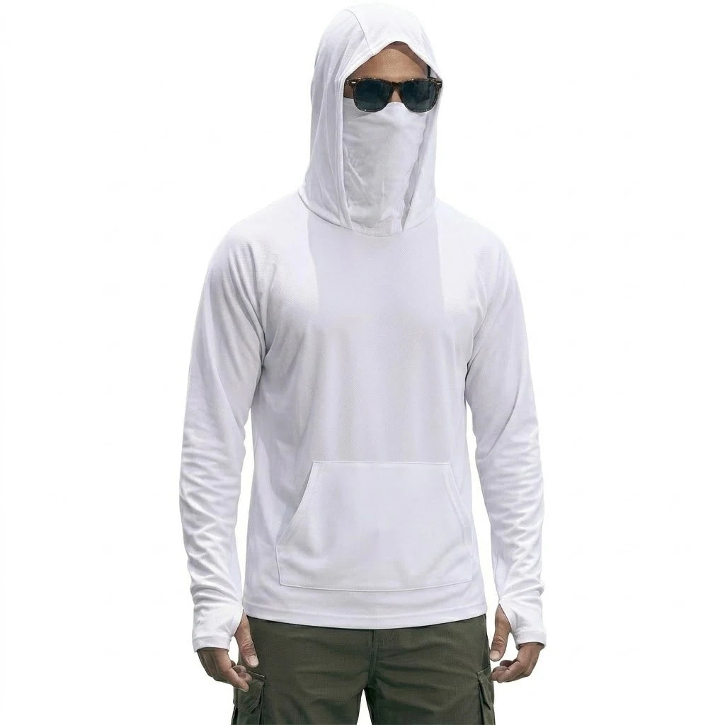 UPF50+ Performance Hoodie Summer Man Long Sleeve T-shirts Casual Shirt Sunscreen Ice Silk Tops Sun Running Quick Dry Hiking Tee