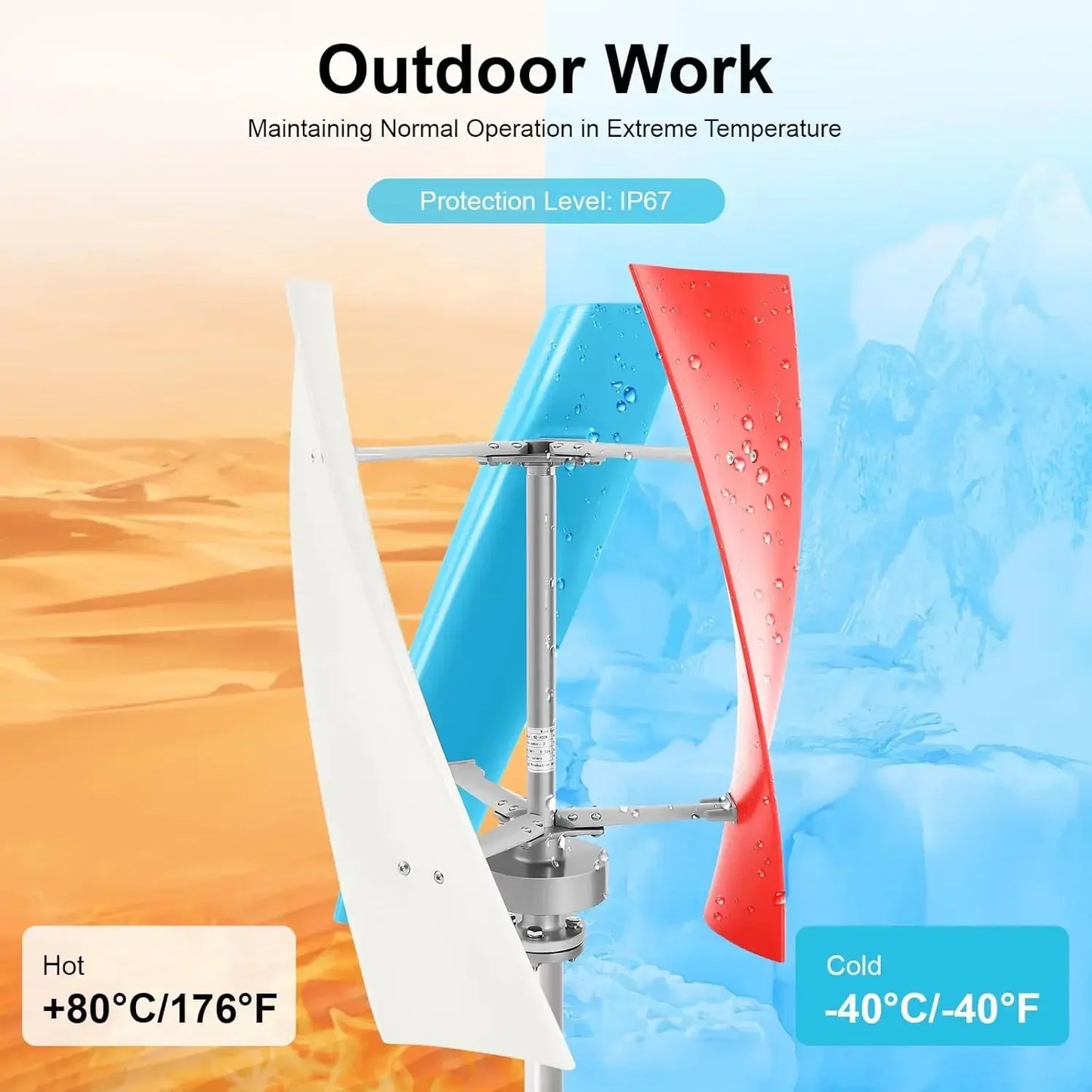 Vertical Wind Turbine Generator with Regulator, Suitable for Marine/Home Use 400W 24V
