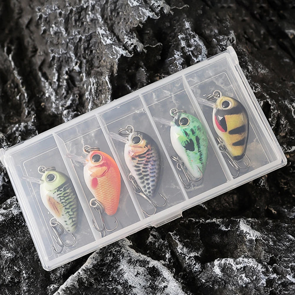5pcs Mini Crankbait Fishing Lure 30mm 2g Floating Wobbler Artificial Hard Bait Fishing Bait for Freshwater & Saltwater Angling